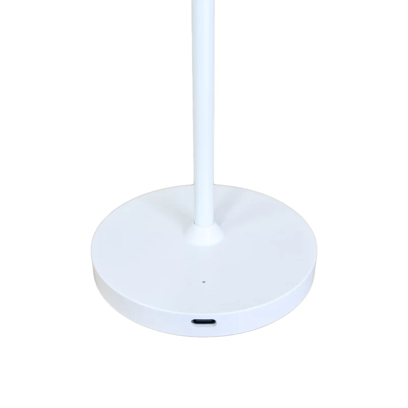 JOlight Lampada da tavolo LED a batteria ricaricabile, abajures bianco in alluminio, interruttore touch, intensità luminosa dimmerabile