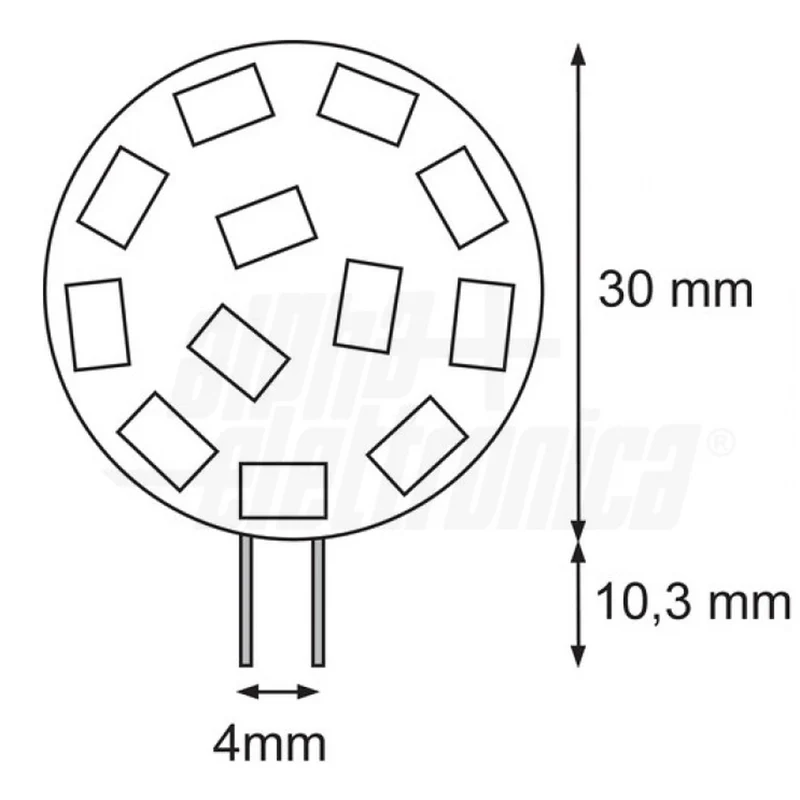 Alphaelettronica Lampadina a LED, attacco G4, 1,5W, 12Vac/dc, colore luce bianco caldo 3000K