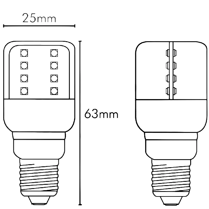 Alpha Elettronica Lampadina a LED con attacco E14, 1W, 230VAC, luce Bianca calda 2700K, attacco E14