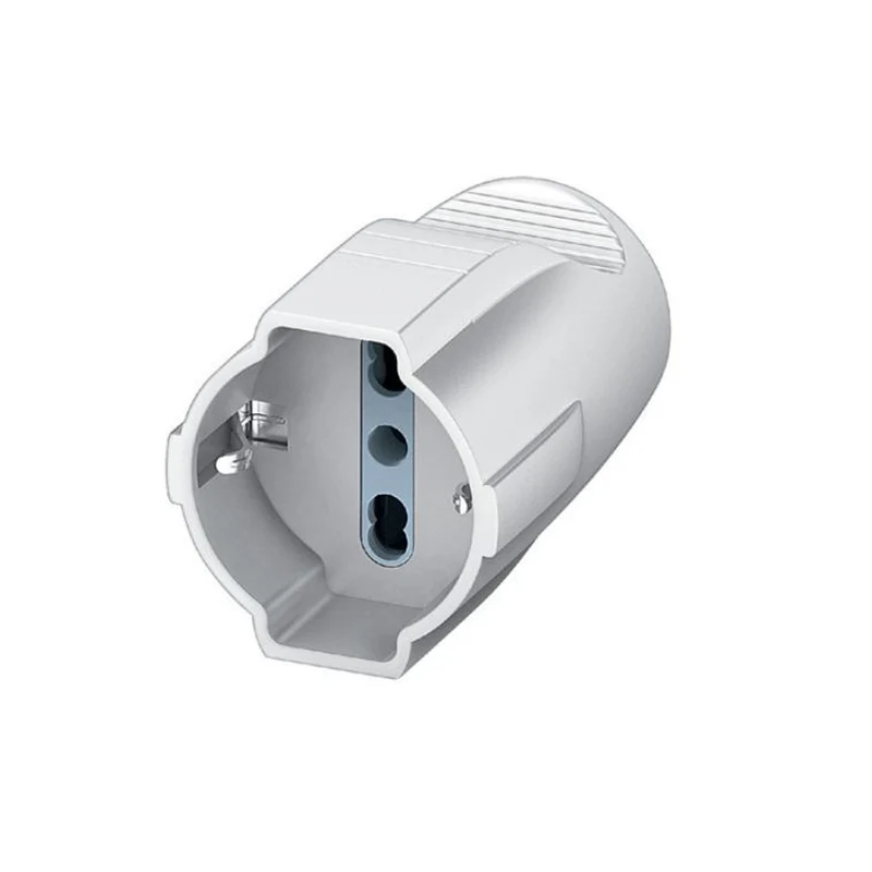 Bticino Presa standard italiano bipasso/tedesco 2P+T 16A, colore bianco, ingresso cavo a dimensione regolabile