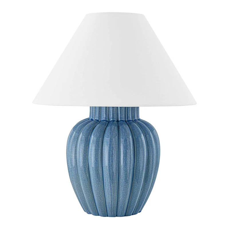 Clarendon - Lampe à poser en céramique craquelée et lin, style vintage