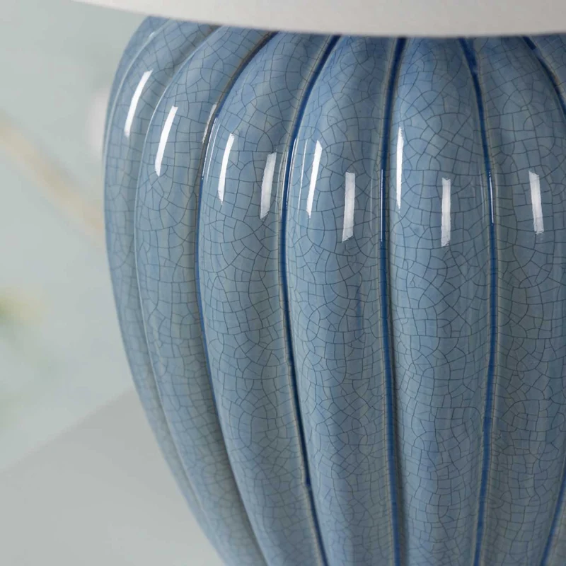 Clarendon - Lampe à poser en céramique craquelée et lin, style vintage