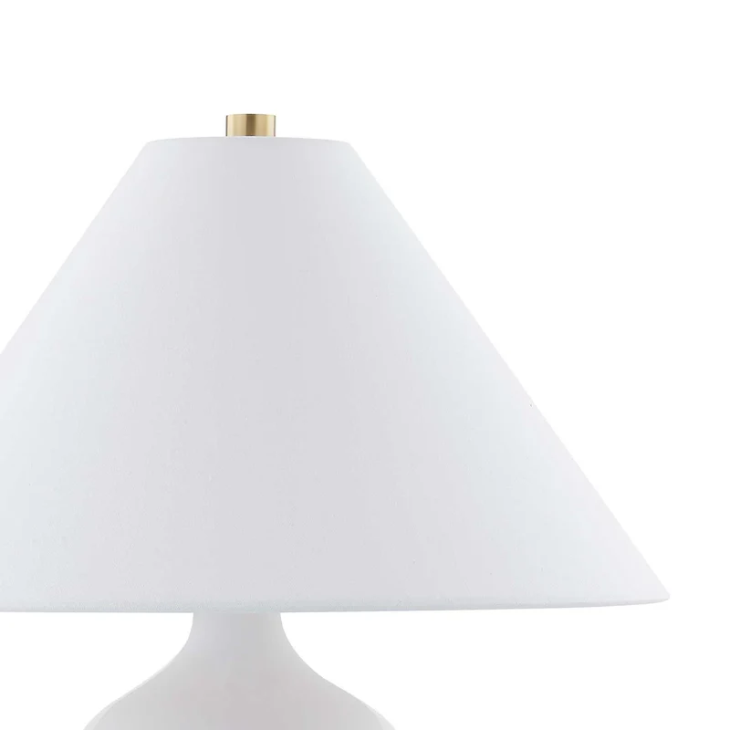 Aimee - Lampe à poser en céramique bleue et lin, style contemporain