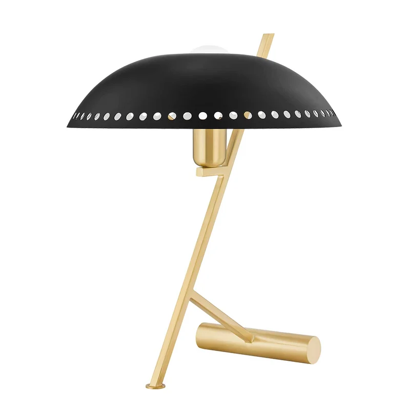 Landis - Lampe à poser en laiton et acier noir, style vintage