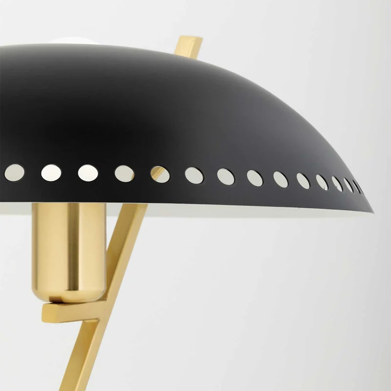 Landis - Lampe à poser en laiton et acier noir, style vintage