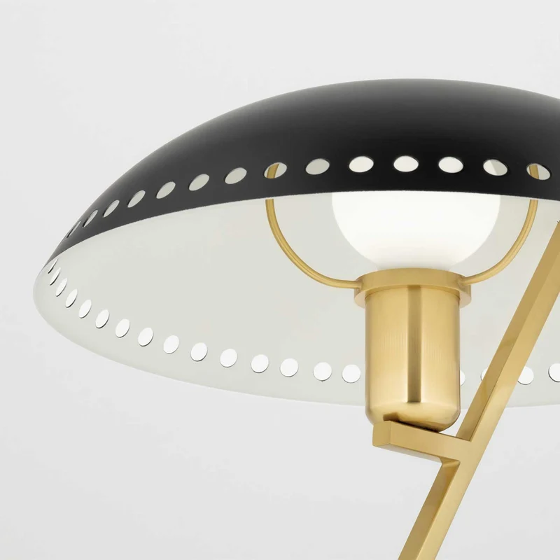 Landis - Lampe à poser en laiton et acier noir, style vintage