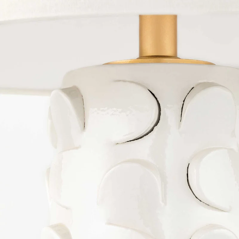Naomi - Lampe à poser en céramique blanche et lin, style contemporain
