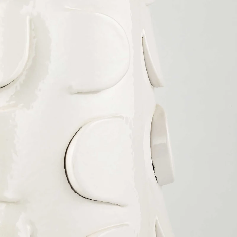 Naomi - Lampe à poser en céramique blanche et lin, style contemporain