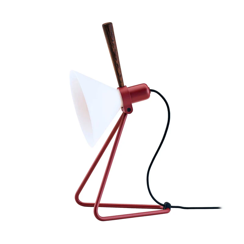 Model 356 Spot - Lampe à poser en acier, ABS et chêne, style industriel