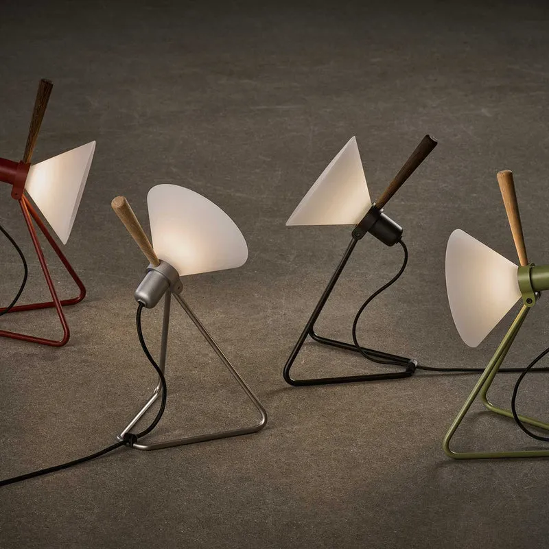 Model 356 Spot - Lampe à poser en acier, ABS et chêne, style industriel