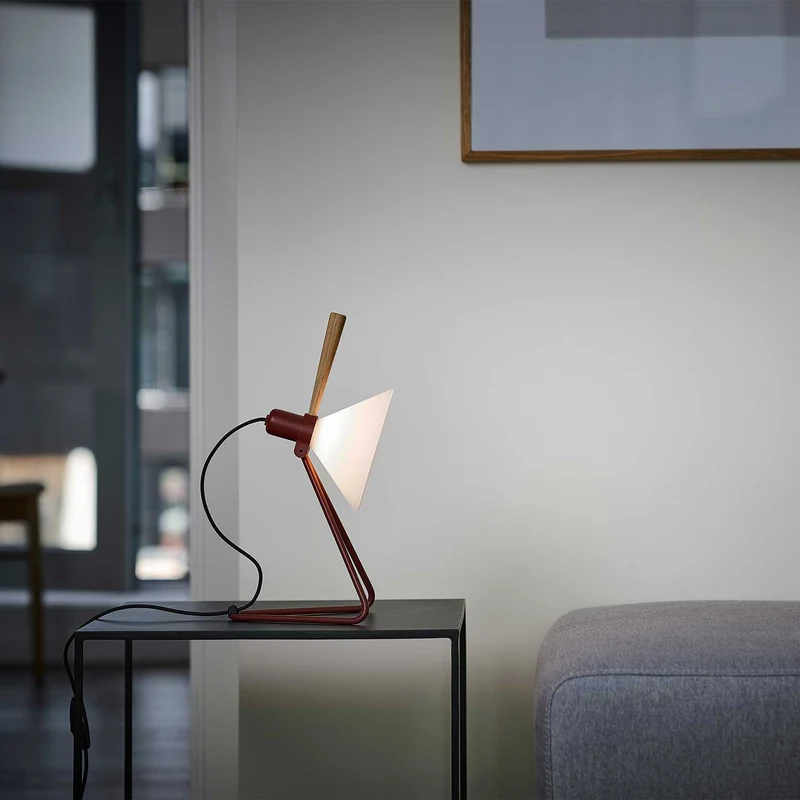 Model 356 Spot - Lampe à poser en acier, ABS et chêne, style industriel