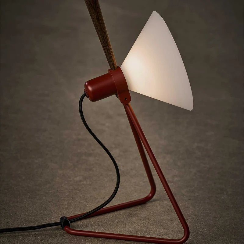 Model 356 Spot - Lampe à poser en acier, ABS et chêne, style industriel