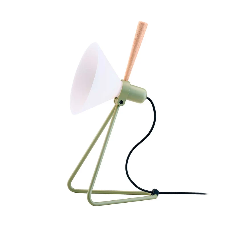 Model 356 Spot - Lampe à poser en acier, ABS et chêne, style industriel