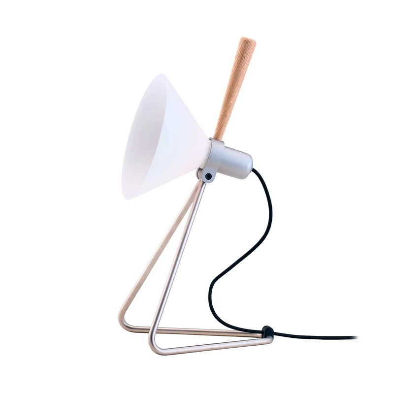Model 356 Spot - Lampe à poser en acier, ABS et chêne, style industriel