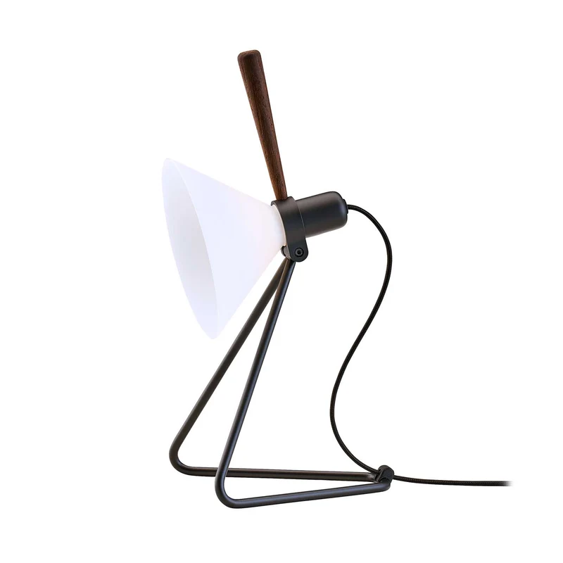 Model 356 Spot - Lampe à poser en acier, ABS et chêne, style industriel