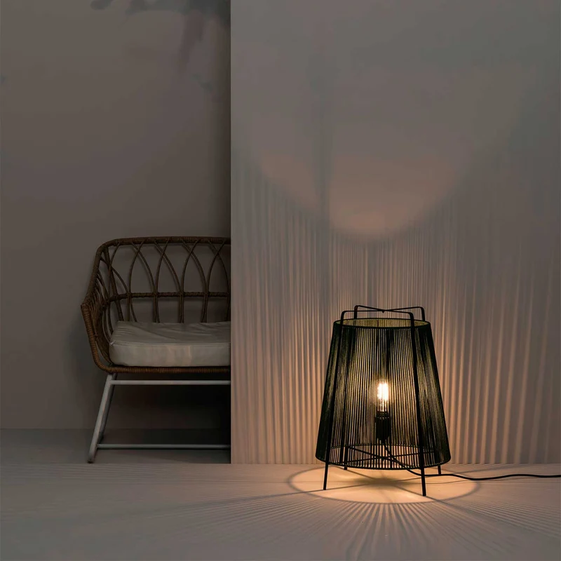 Akane - Lampe d’extérieur en acier et textile tressé, style contemporain