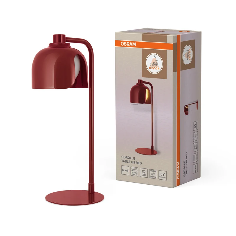 OSRAM DECOR Lampada da tavolo Corolle G9 Rosso