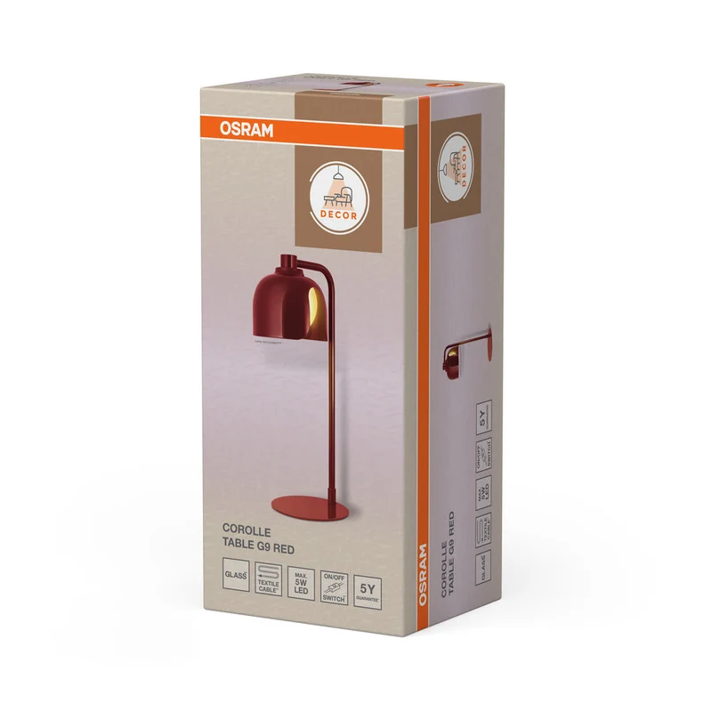 OSRAM DECOR Lampada da tavolo Corolle G9 Rosso