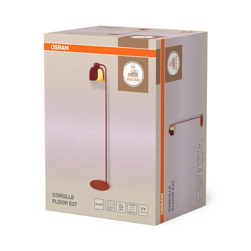 OSRAM DECOR Lampada da terra Corolle E27 Rosso