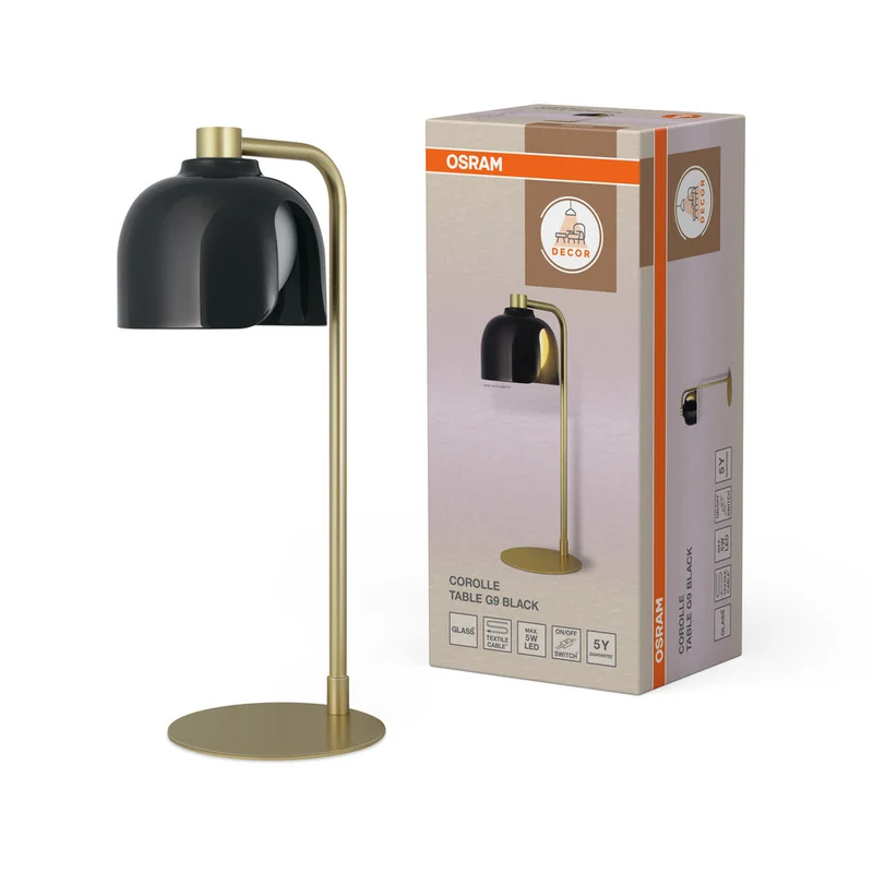 OSRAM DECOR Lampada da tavolo Corolle G9 Nero