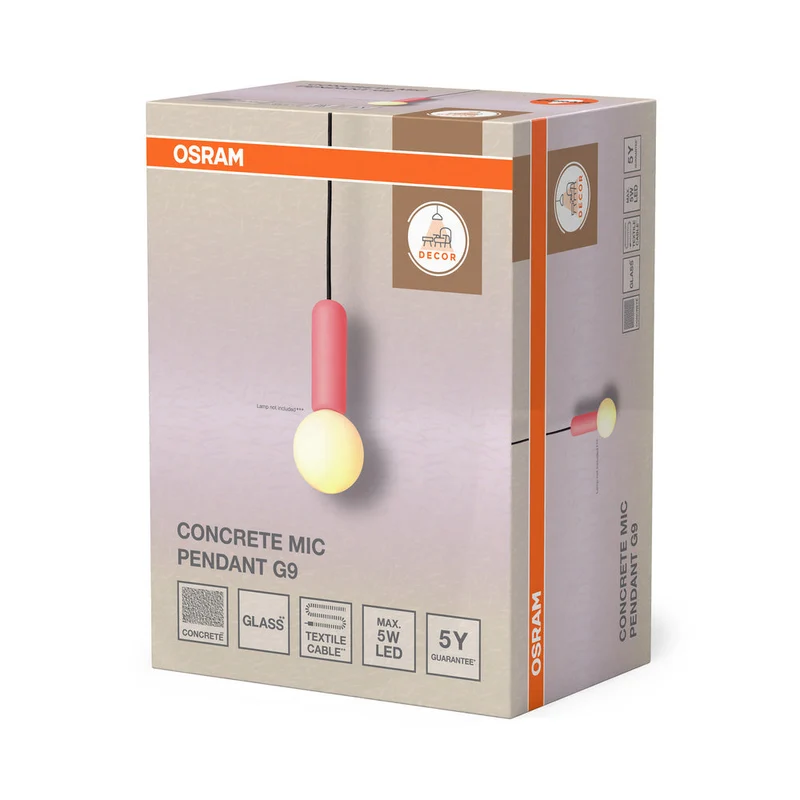 OSRAM DECOR Lampada a sospensione Concrete Mic 1xG9 Rosa