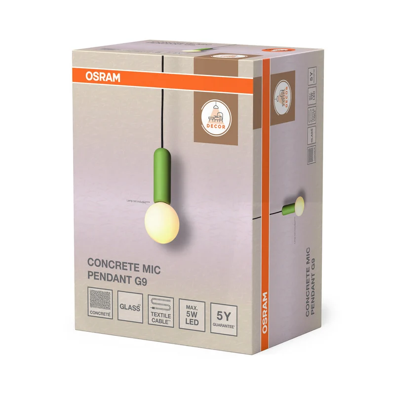 OSRAM DECOR Lampada a sospensione Concrete Mic 1xG9 Verde