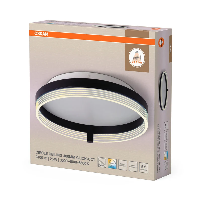 OSRAM DECOR Plafoniera Circle 400 25W CLICKCCT Nero