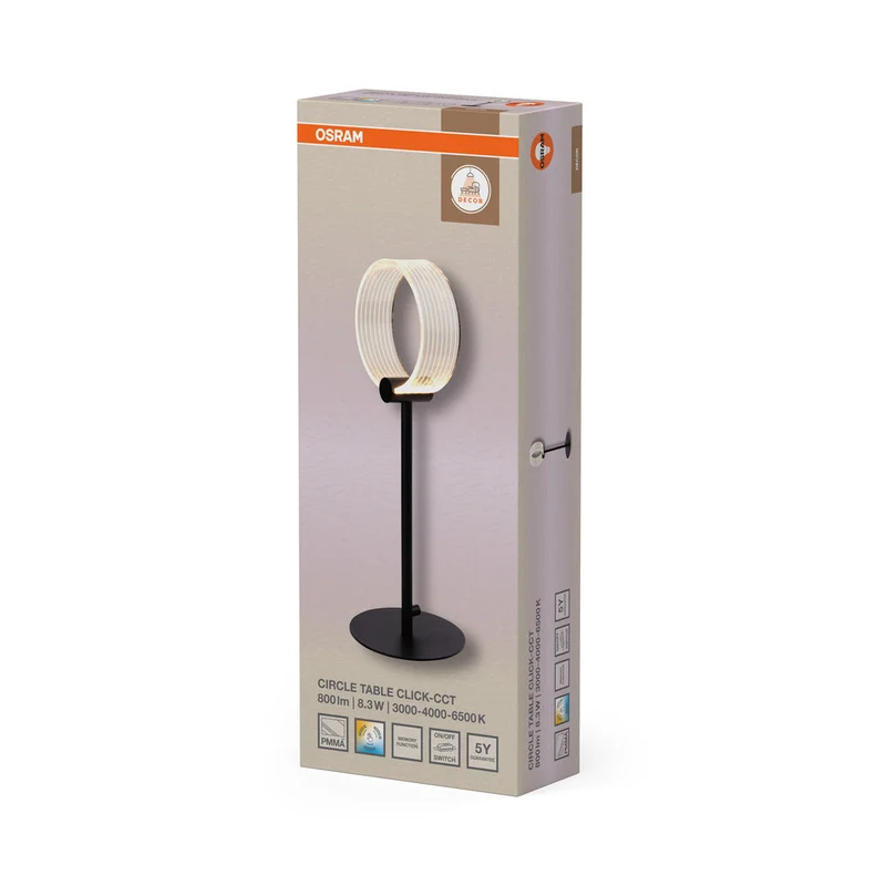 OSRAM DECOR Lampada da tavolo Circle 8.3W CLICKCCT Nero