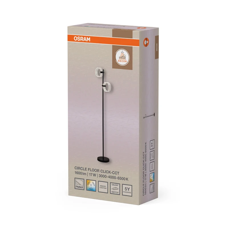 OSRAM DECOR Lampada da terra Circle 17W CLICKCCT Nero