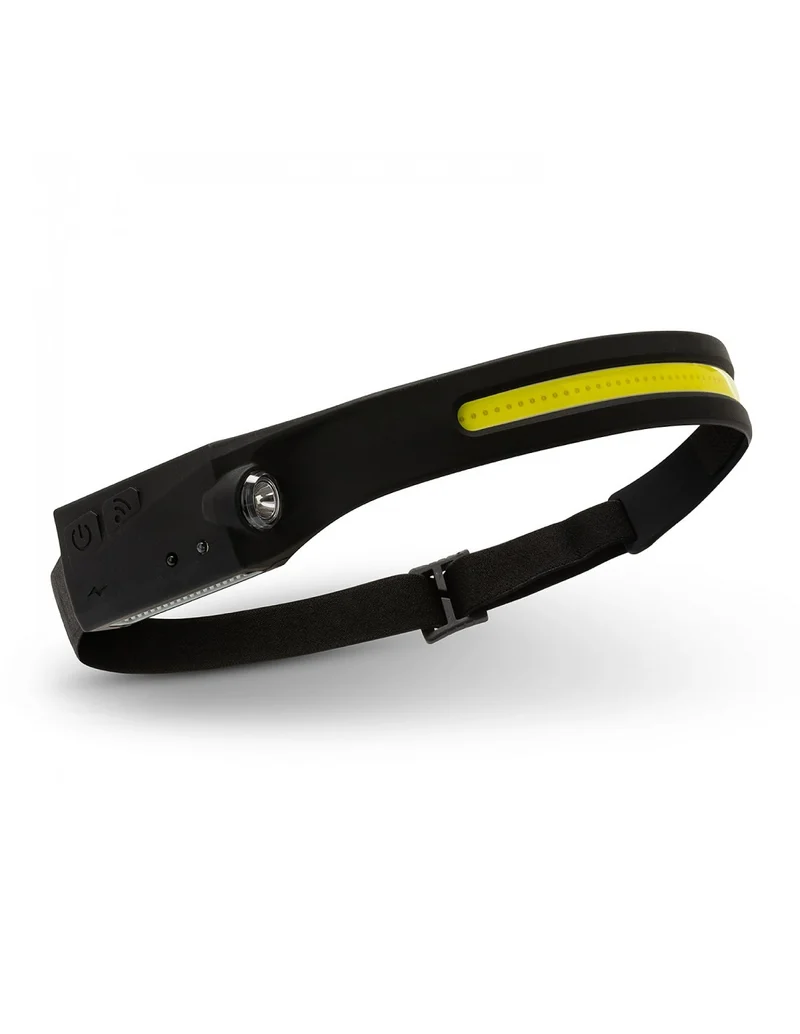 Velamp Lampada frontale ricaricabile, torcia frontale LED, torcia da testa con sensore di movimento, 350lm, 5 livelli di intensità, cavo USB