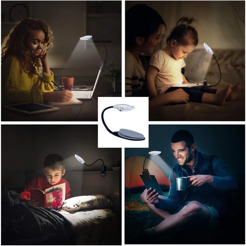 Velamp Lampada led da lettura, con braccio flessibile e clip universale, luce da libro, luce da lettura per libro