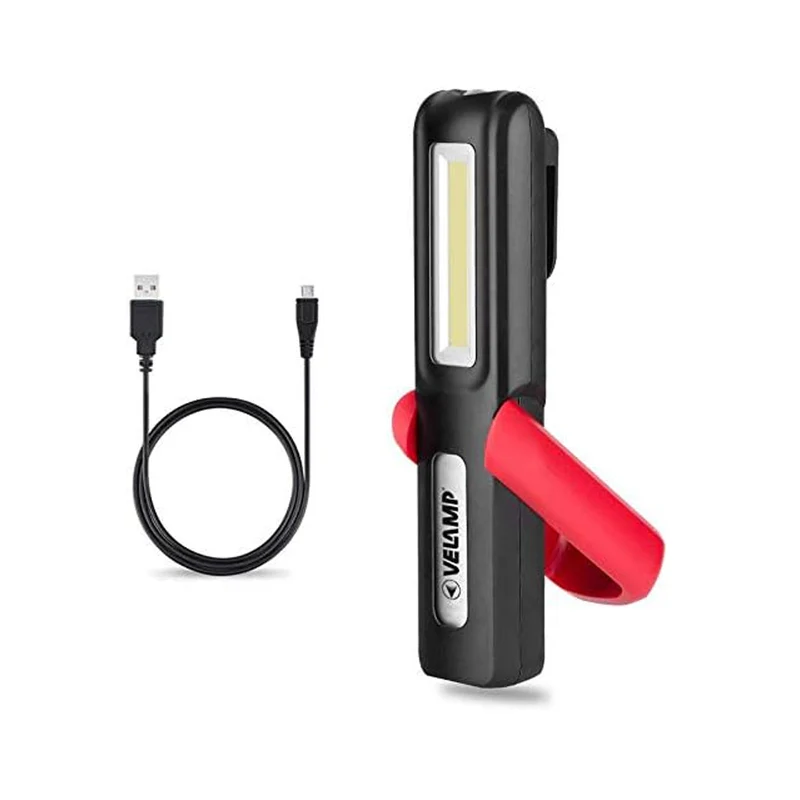 Velamp torcia led ricaricabile, lampada da lavoro multifunzione, torcia con tecnologia COB, con gancio e magnete