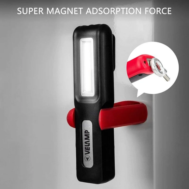 Velamp torcia led ricaricabile, lampada da lavoro multifunzione, torcia con tecnologia COB, con gancio e magnete