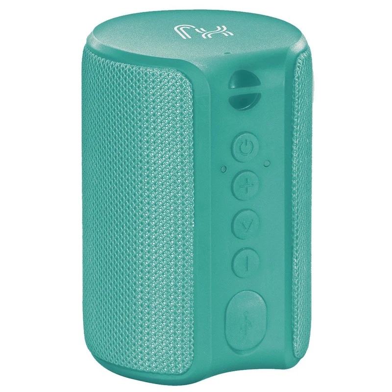 X-JUMP XJ-50 Cassa Bluetooth portatile amplificata 18W, Altoparlante TWS, ingresso AUX e MicroSD, microfono incorporato, speaker turchese resistente all'acqua waterproof IPX7