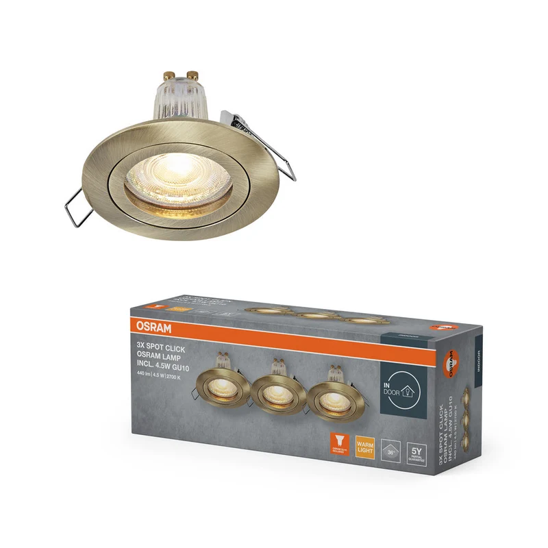 Set faretti da incasso OSRAM LED Spot Recess DIM IP65 4,9W 36° Nichel satinato ⌀60 mm