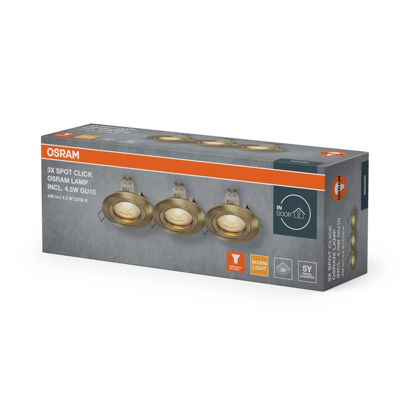 Set faretti da incasso OSRAM LED Spot Recess DIM IP65 4,9W 36° Nichel satinato ⌀60 mm