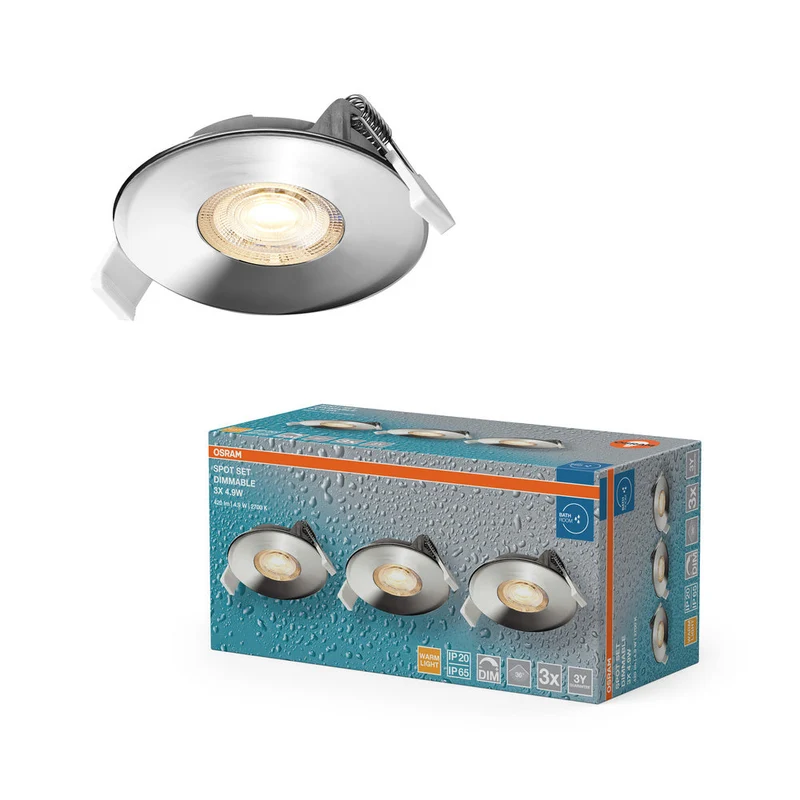 Set faretti da incasso per bagno OSRAM LED Spot Recess DIM IP65 4,9W 36° Cromo ⌀68 mm