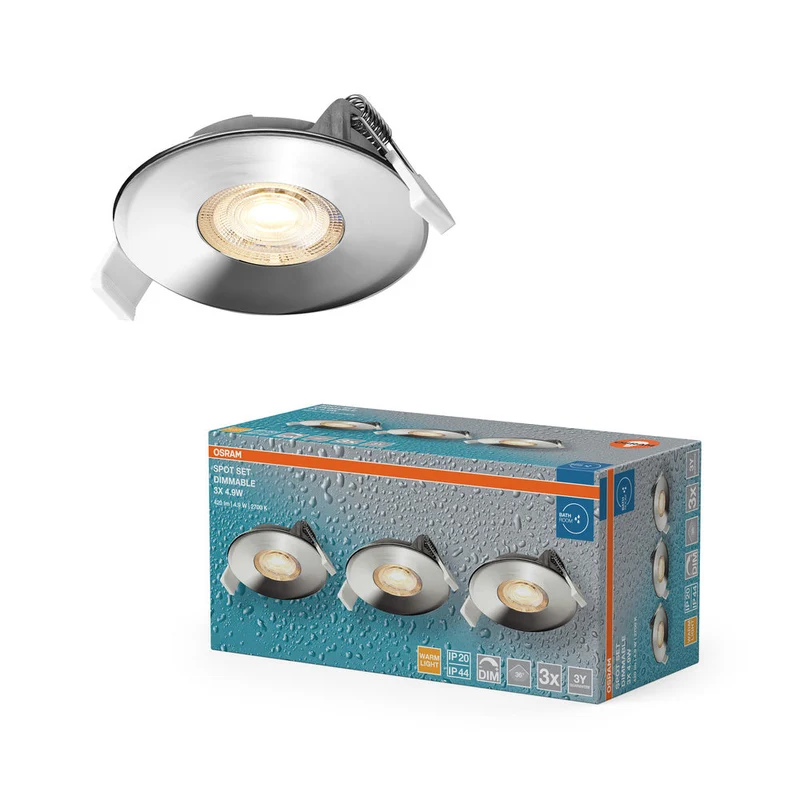 Set faretti da incasso per bagno OSRAM LED Spot Recess DIM IP44 4,9W 36° Cromo ⌀68 mm