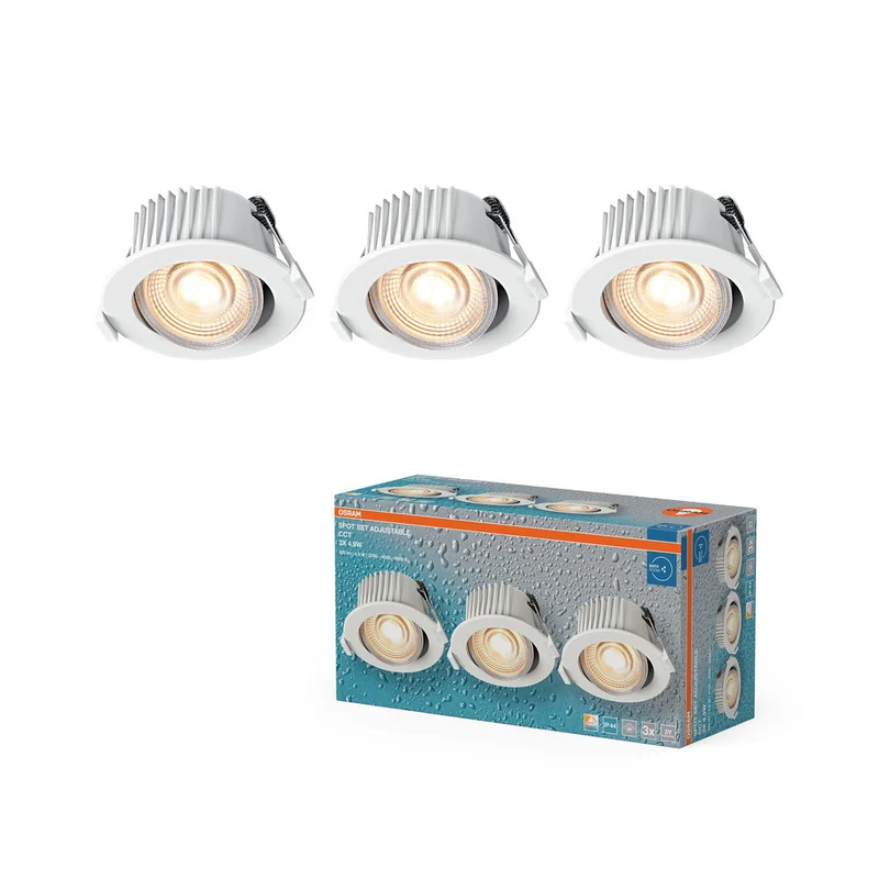 OSRAM Spot LED Recess Set Faretto da Incasso per Bagno CCT IP44 orientabile 4,9W 36° Bianco ⌀68 mm