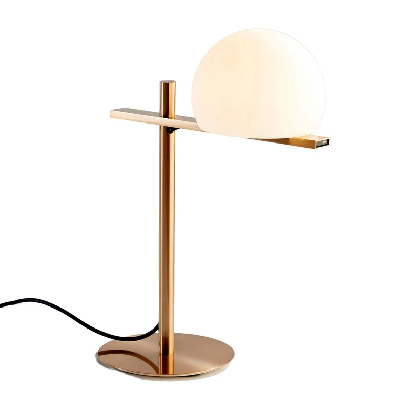 Circ - Lampe à poser LED en acier et verre, style art déco, H 43,8 cm