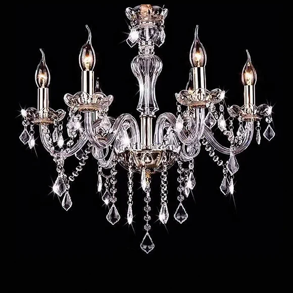 Lampadario Candelabro 6 Bracci con Cristalli Pendenti