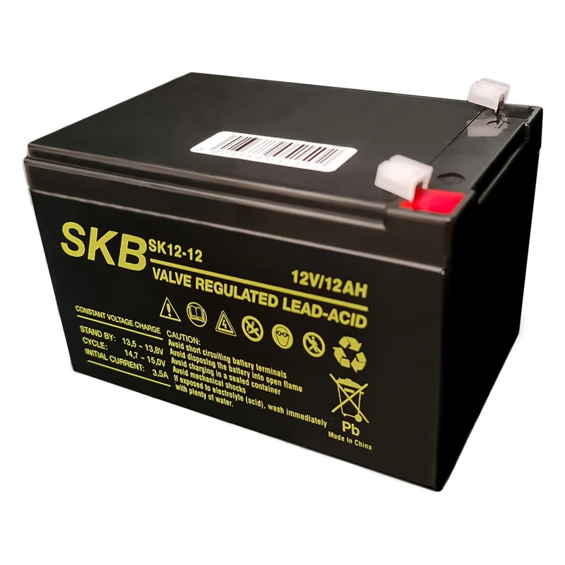 SKB Batteria al piombo SK12-12, batteria ricaricabile 12V 12AH serie SK, tecnologia AGM piastra piana regolate con valvola