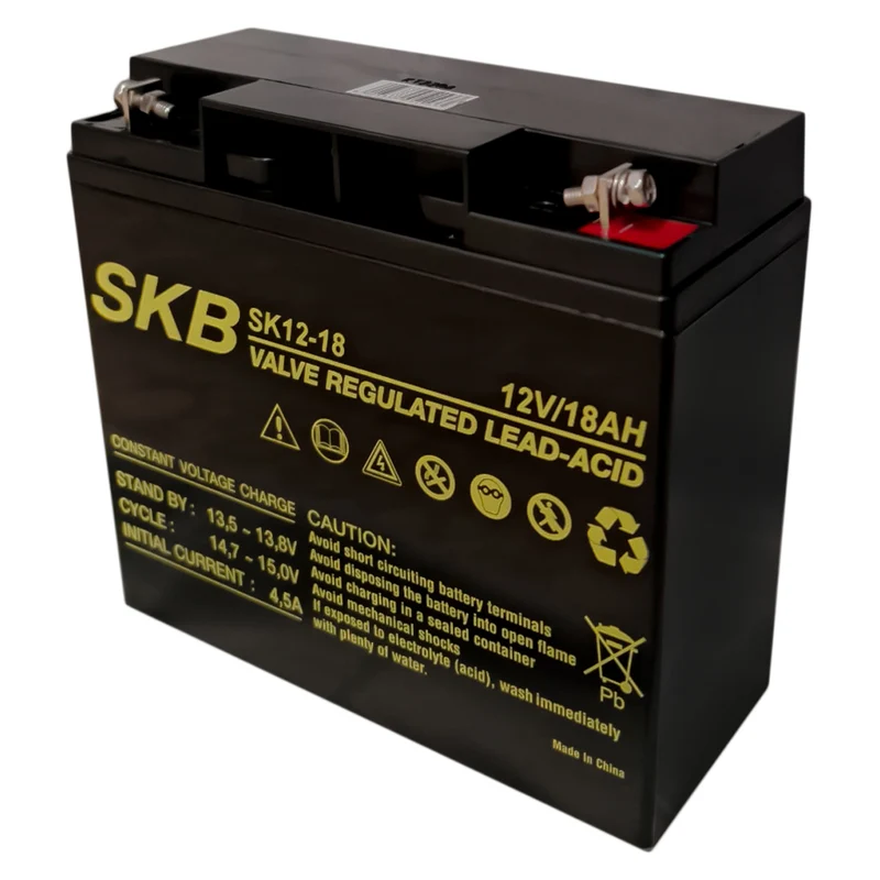 SKB Batteria al piombo SK12-18, batteria ricaricabile 12V 18AH serie SK, tecnologia AGM piastra piana regolate con valvola