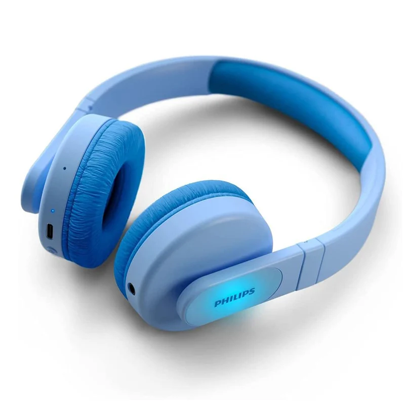 Philips TAK4206BL Cuffie over ear bluetooth wireless per bambini, LED colorati, App controllo genitori e limite di volume di 85dB, padiglioni morbidi