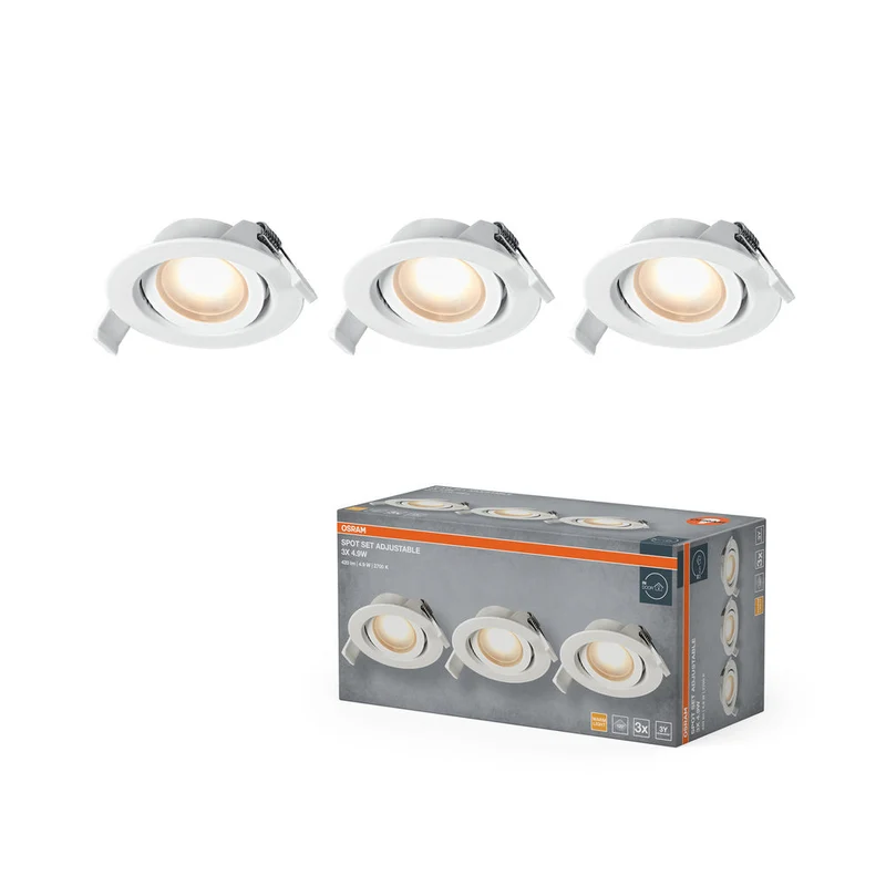OSRAM Spot LED Recess Set Faretto da Incasso orientabile 4,9W 120° Bianco ⌀75 mm