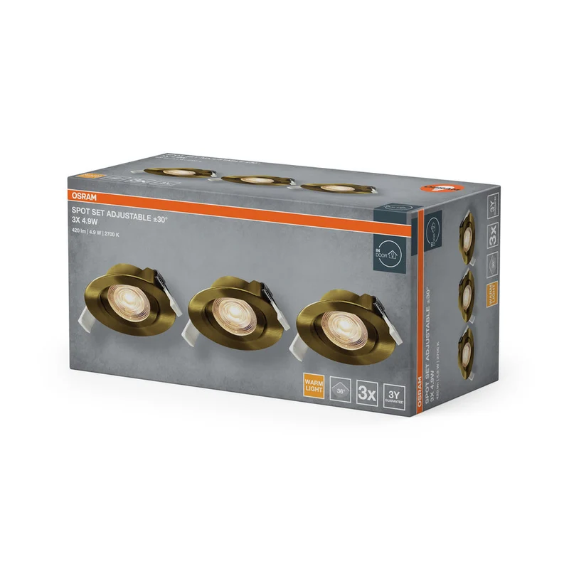 OSRAM Spot LED Recess Set Faretto da Incasso orientabile 4,9W 36° Ottone Verde ⌀75 mm
