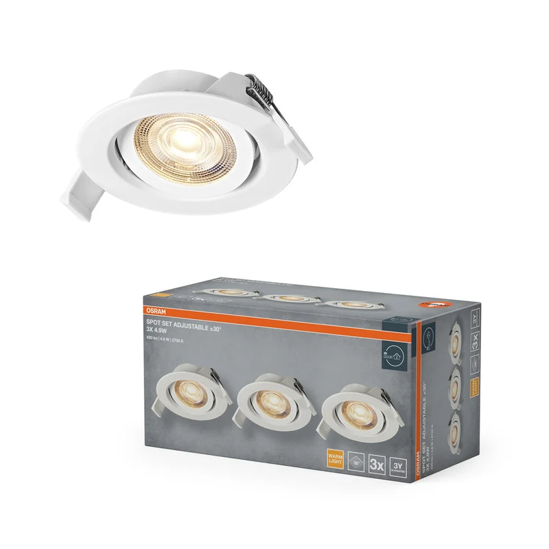OSRAM Spot LED Recess Set Faretto da Incasso orientabile 4,9W 36° Bianco ⌀75 mm