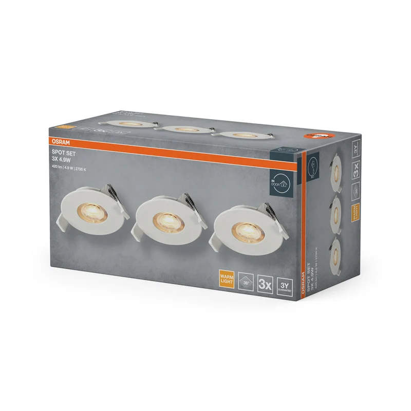 OSRAM Spot LED Recess Set Faretto da Incasso 4,9W 36° Bianco ⌀68 mm