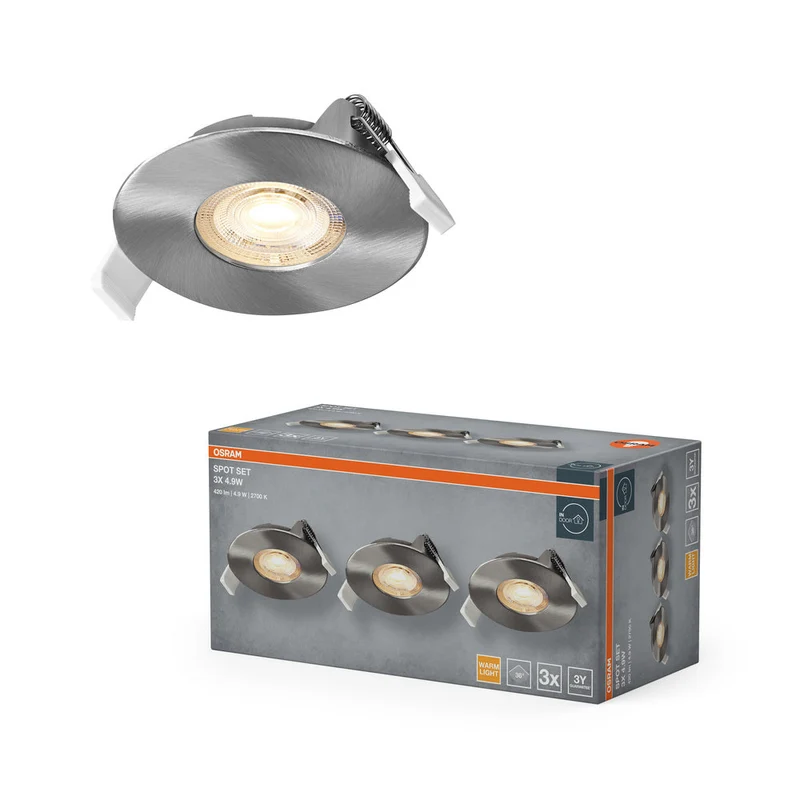 OSRAM Spot LED Recess Set Faretto da Incasso 4,9W 36° Nichel Satinato ⌀68 mm