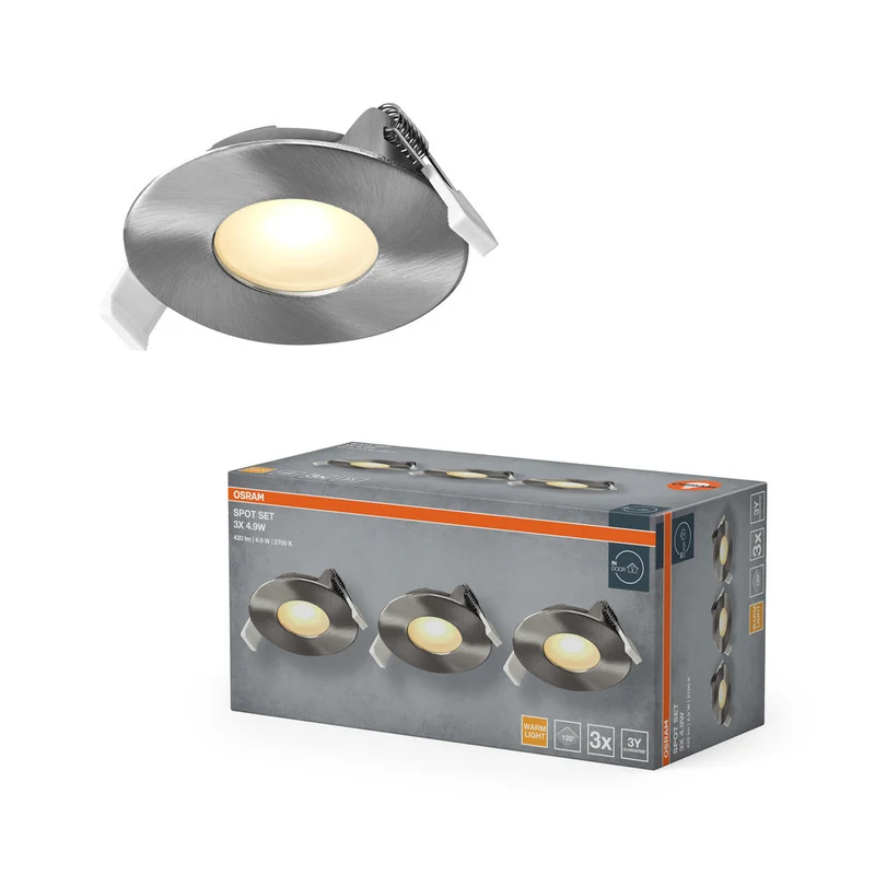 OSRAM Spot LED Recess Set Faretto da Incasso 4,9W 120° Nichel Satinato ⌀68 mm